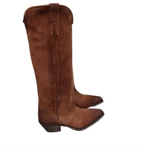 Sundance tan brown suede pointed toe tall boots (EU 38)